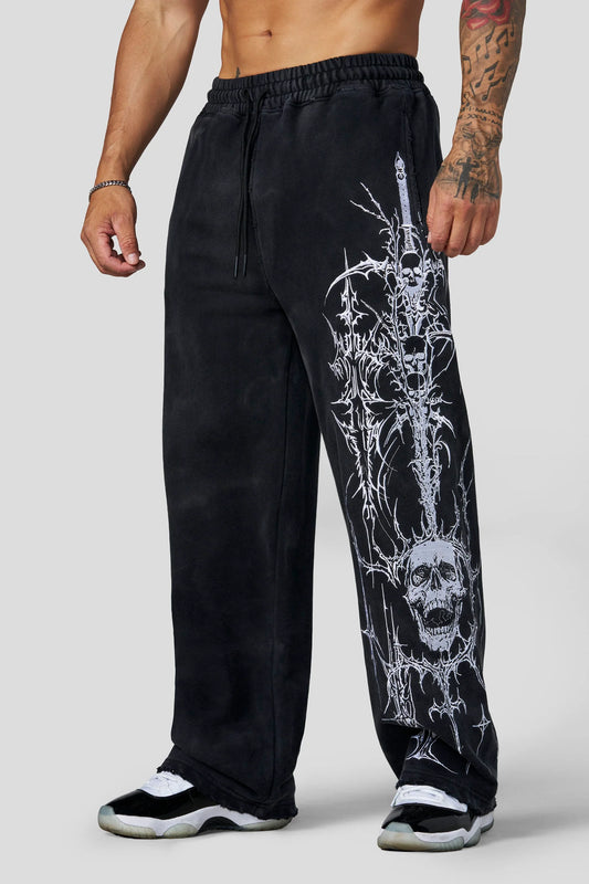 2122 - Eternal Embroidered Sweats Black Wash YoungLa