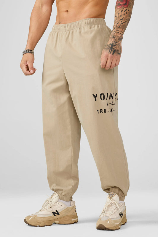 2162 - Elevated Pump Cover Joggers Tan Wash YoungLa