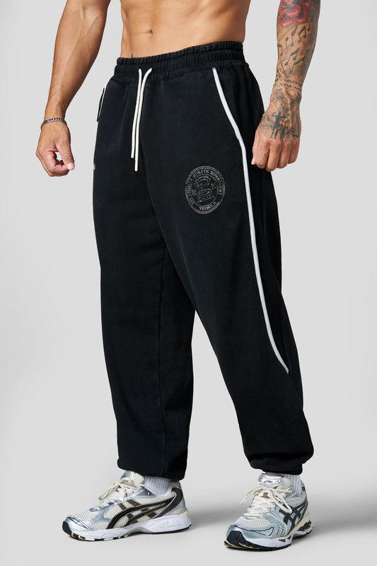 2176 - Golden Era Piping Joggers Black Wash YoungLa