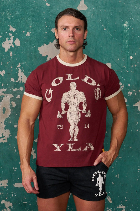 4009 - Golds Gym Ringer Tees Burgundy YoungLa