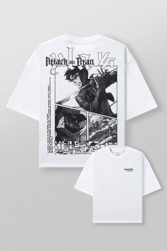 4186 - AOT© x YLA Cropped Tees First Battle White YoungLa