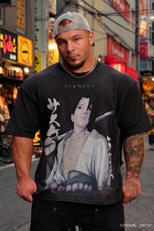 4318 - Naruto Distressed Tees Sasuke YoungLa
