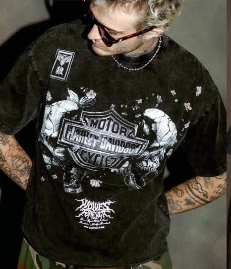 DarcSport Shattered bushido grunge mid length raw hem tee