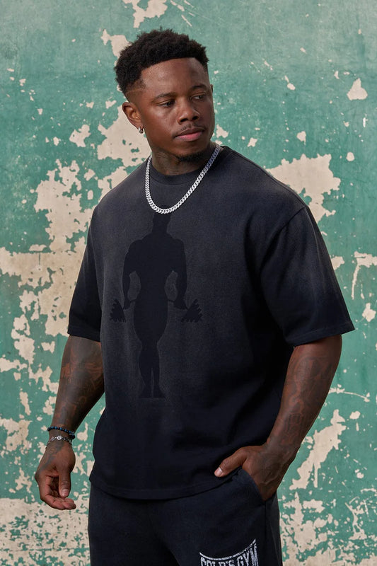 4285 - Gold's Iron Legacy Shadow Tees Black Wash YoungLa