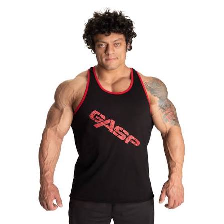 Gasp Ribbed t-back Blakc/Red