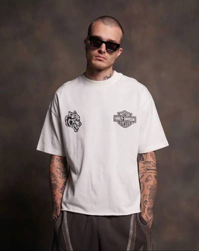 darcsport harley davidson wolves distressed grunge length raw hem tee